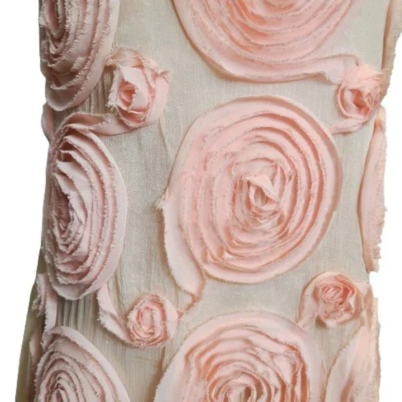 Sue Wong Beautiful Pink Rosette Roses Dress - Size 6 - Picture 5 of 12